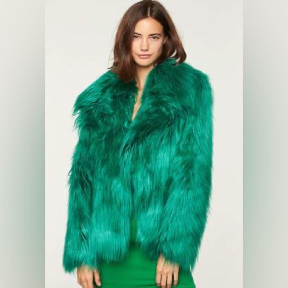 MILLY FAUX FUR COLE JACKET Green
